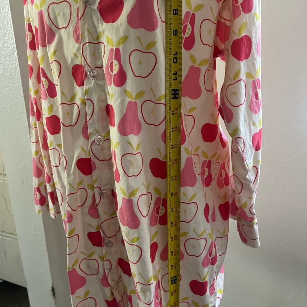 Apple Print Women's Pajama Shirt Cotton Long sleeve Shirt - Picture 8 of 15